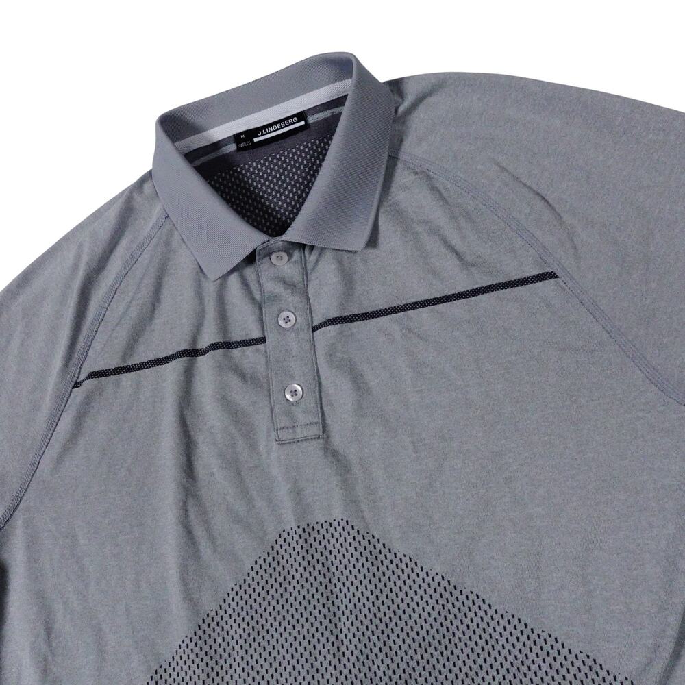 J. Lindeberg Jimmy Seamless Golf Polo Gray Geometric Pattern Men’s Medium